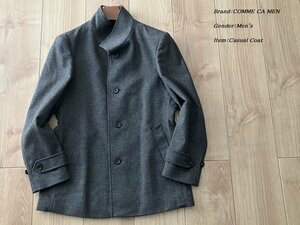 新品 COMME CA MEN コムサメン カシミヤ混 ウールビーバー加工 イタリアンカラーハーフコート 04グレー Sサイズ 10WA05 定価64,900円