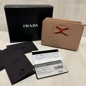 美品 PRADA プラダ 財布 二つ折り財布 サフィアーノ リボン レディース 1ML018 2B7S