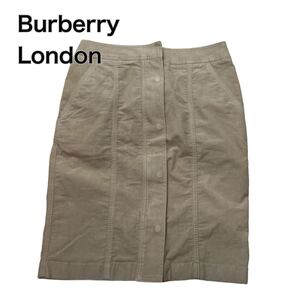 Burberry London バーバーリー タイトスカート ブラウン プレートロゴ 36 S 三陽商会