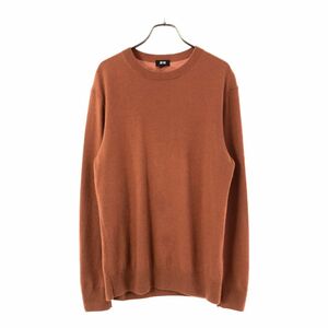 ユニクロ カシミヤ100％ 長袖 セーター M オレンジ系 UNIQLO +J ニット クルーネック メンズ