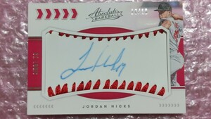 送料込即決 10枚限定 2020 Panini Absolute Baseball Material Signatures No.BMS-JH Jordan Hicks ジョーダン・ヒックス 直書き直筆サイン