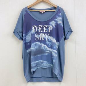 ヴィヴィアンウエストウッド レッドレーベル DEEP SKY 変形 半袖 カットソー 総柄 ロゴ ブルー 2サイズ RED LABEL Tシャツ archive 3050249