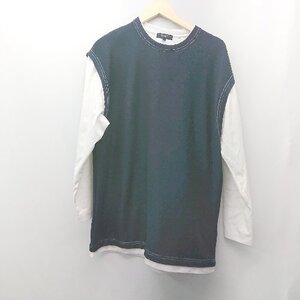 ◇ BEAMS HEART クルーネック 無地 シンプル 大人カジュアル 長袖 Ｔシャツ サイズM ネイビー メンズ E