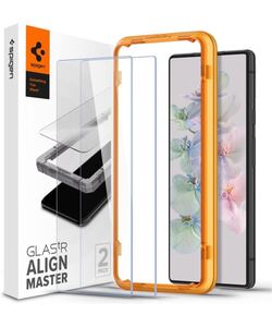 Spigen AlignMaster ガラスフィルム Google Pixel 7 用 ガイド枠付き 指紋認証可能 Pixel7 対応 保護 フィルム 2枚入/A390