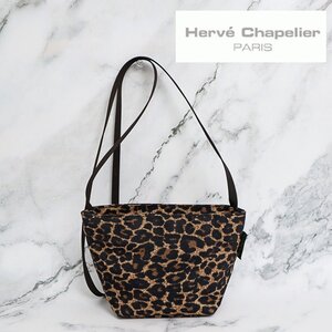 【1円/良品】エルベシャプリエ Herve Chapelier レオパード ショルダーバッグ アクセサリーバッグ 舟型 ミニバッグ ポシェット ファスナー