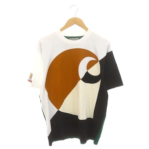 マルニ MARNI × Carhartt WIP 23SS カラーブロック クルーネック Tシャツ カットソー 半袖 M 白 黒 茶 /HK ■OS ■AD メンズ