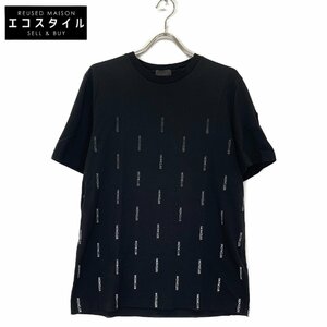 MONCLER モンクレール ブラック グラデーションロゴ クルーネックTシャツ ブラック M トップス コットン メンズ 中古