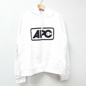 美品 A.P.C. アーペーセー U.S.コレクション HOODIE LETTRISM ロゴプリント プルオーバー フーディー スウェットパーカー S ホワイト ◆