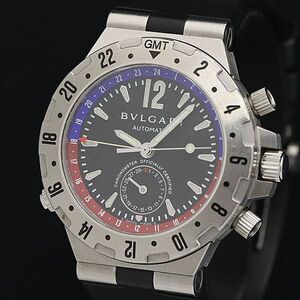 1円 稼動 良品 ブルガリ ディアゴノGMT GMT40S AT/自動巻き ペプシカラー 黒文字盤 メンズ腕時計 OGH 2281510 9APT