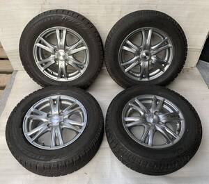 (No-190)★195/65R14 ブリヂストン BRIDGESTONE スタッドレス タイヤ★Exceederアルミホイール★14x5.5JM1 /PCD100+50 ★４本★4穴