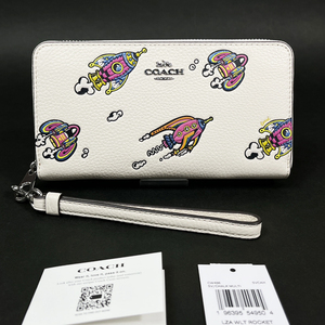 【COACH 本物 新品 コーチUSAアウトレット正規品】コズミック コーチ ロング ウォレット ロケット プリント 長財布 財布 CW486 新作