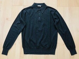 【美品】スーツセレクト＊ニットポロシャツ＊チャコールグレー＊L