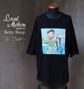 ローカルモーション Local Motion HAWAII ベティブープ Betty Boop 黒 ブラック コットン 半袖 Tシャツ L XL