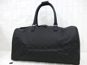 ◆GUCCI グッチ◆メンズ◆GGナイロン カーフ レザー 本革◆ボストン バッグ◆ブラック SV金具◆イタリア製◆ヴィンテージ◆旅行◆A9201