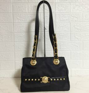 no29549 VERSACE ヴェルサーチェ レザー ナイロン 肩掛けショルダー トート バッグ