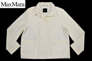 A1766★Max Mara WEEKEND LINE マックスマーラ★春秋コットン 正規品 イタリア製 ホワイト スウィングトップジャケット ブルゾン 42