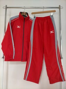 状態良好 MIZUNO BREATH THERMO ミズノ ブレスサーモ 裏地起毛 ウインドブレーカー上下 セットアップ size-M 赤