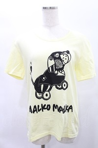 MALKOMALKA / プリントTシャツ イエロー×黒 H-25-01-11-1019-PU-TO-KB-ZT016