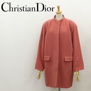 ヴィンテージ◆Christian Dior クリスチャン ディオール ウール カラー コート サーモンピンク 9