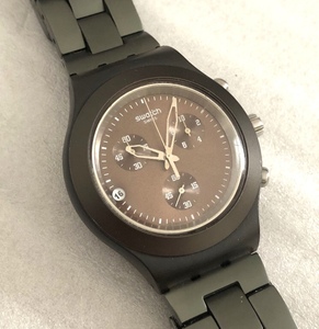 SWATCH クロノグラフ FULL BLOODED SMOKY BROWN ブレスレット IRONY 稼働品 ブラウン 系 好きに も クロノ 時計 SVCC4000AG スウォッチ 