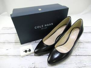 ★【B送900円】775　COLE HAAN　コールハーン　パンプス　ヒール　レザー　ブラック　黒　ポインテッドトゥ　箱付き　8　1/2　B