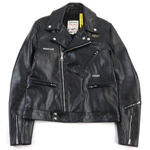 極美品○MONCLER GENIUS 7 fragment Lewis Leathers 2021年製 DWAYNE CYCLON サイクロン ホースハイド ダブルライダースジャケット 36