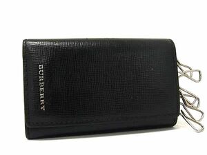 ■美品■ BURBERRY バーバリー レザー 6連 キーケース 鍵入れ メンズ レディース ブラック系 DG0628