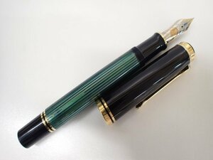 Pelikan Souveran M1000 ペリカン スーベレーン 万年筆 グリーンストライプ 緑縞 ゴールドトリム (18C-750 F 細字) ∩ 70553-1