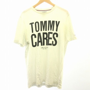 トミーヒルフィガー TOMMY HILFIGER プリント Tシャツ カットソー 白 ホワイト S ■GY31 メンズ