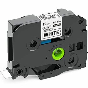 1本 12mm 白地黒文字 Pタッチテープ TZe-231 TZ 231 白 白地 ラミネートテープ PTラベルライター テープ 長さ8m、ブラ