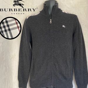 Burberry バーバリー ニット 長袖 ブルゾン ノバチェック　ブラック バーバリー　ブラックレーベル　ニットジャケット 柔らかい 羊毛