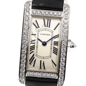 カルティエ CARTIER WB707331 タンクアメリカンSM K18WG ダイヤベゼル クォーツ レディース _792287