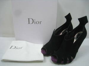 Christian Dior ディオール ハイヒール パンプス ブーティ FUSEAU SHOE BOOTIE スエード 黒×紫 ブラック パープル サイズ36.5cm