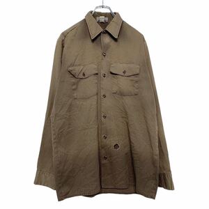 Dickies ワーク シャツ 15 S～ ブラウン ディッキーズ アメリカ製 ダブルポケット ストリート 古着卸 アメリカ仕入 a507-6411