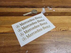 即納 メルセデスベンツ Mercedes-Benz ロゴ カッティング ゴールド 100mm x 12mm 4枚セット ステッカー 《送料無料》残り1点