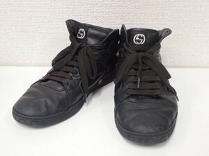 豊20CBP/8A〇GUCCI グッチ インターロッキングG ハイカット スニーカー ブラック 295322 サイズ7 1/2〇