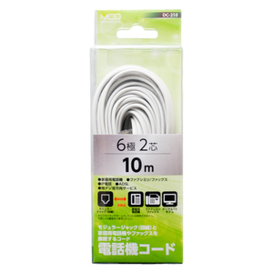 【5個セット】 MCO 電話用モジュラーコード 6極2芯 白 10m DC-210/WHX5 /l