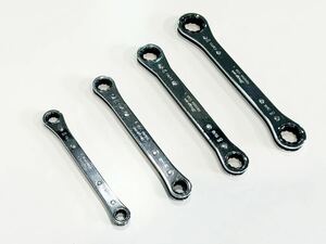 ☆Snap-on スナップオン 4本セット インチサイズ 板ラチェット メガネレンチ Ｒ１２１４Ｂ Ｒ１６１８Ａ Ｒ２０２２Ａ Ｒ２４２６Ａ☆