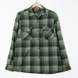 【1円スタート】PENDLETON ペンドルトン チェック柄長袖シャツ トップス ウール100％ カジュアル クラシカル アメカジ 秋冬 グリーン 緑 M