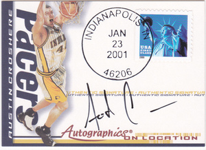 Austin Croshere 2000-01 Fleer Autographics on Location SP