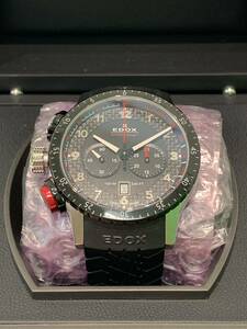 【良品】 EDOX クロノラリー1 10305-3NR-NR クォーツ時計 エドックス ラバーベルト ※電池切れ