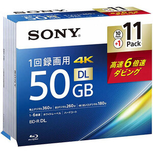 SONY ソニー ビデオ用BD-R(一回録画)50GB6倍速11枚パック 11BNR2VMPS6