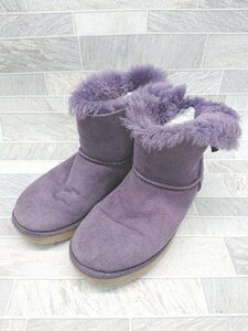 ■ UGG アグ ボア minibailey bow2 ブーツ ショートブーツ サイズ22.0 パープル レディース P