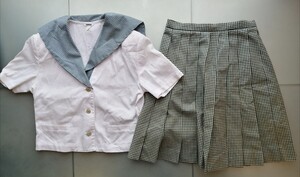 岡山県[就実高校]女子制服 HANAE MORI ハナエモリ　夏服セーラー服170A・夏服スカート(W 69.L54)　2点セット　大きいサイズ　ビッグサイズ