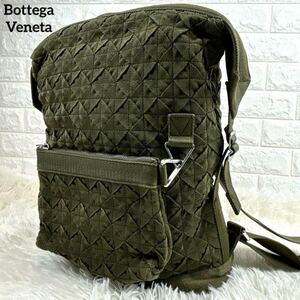 1円〜 美品 Bottega Veneta ボッテガヴェネタ イントレチャート カーキ バックパック リュック メンズ ビジネス 大容量 A4収容可能