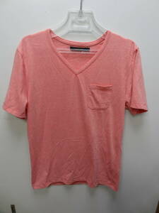 全国送料無料 チャオパニック CIAO PANIC メンズ コーラルピンク色 半袖ポケット付きVネックTシャツ サイズ M