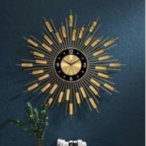 壁掛け時計　北欧風　人気　鉄芸　静音　電池式　飾りストラップ　アイデア　玄関　廊下　リビング　ゴールド