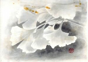 高山辰雄画稿「画稿57」　彩色　和紙　印　S:12.2×17.8