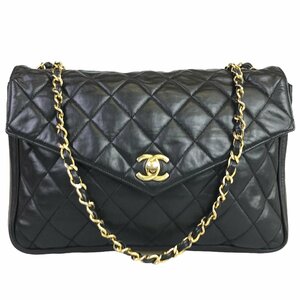 【1円～】シャネル CHANEL バッグ ショルダーバック マトラッセ 0番台 チェーンショルダー ココマーク ターンロック ブラック レザー 中古