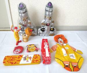 マクドナルド ハッピーセット 1990年代 マックスペース ロケット×２セット フィギュア 扇子 缶ペン等 まとめて